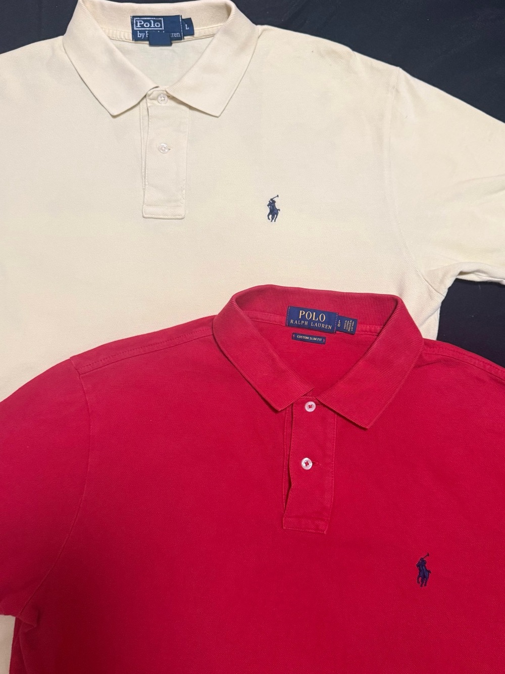 Lot Of 2 Men’s Large Ralph Lauren Polo Short Sleeve Shirts Red And Yellow